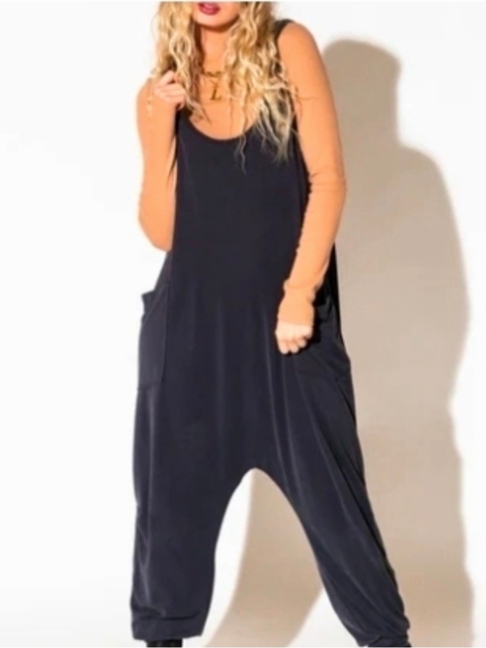 Dressed in LALA Super Soft Dark Gray Harem Jumpsuit - XL